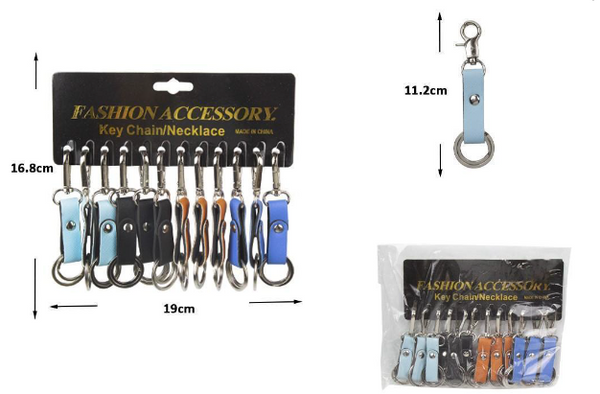 J2 LLAVERO DE METAL CON PIEL SINTÉTICO 12PZ