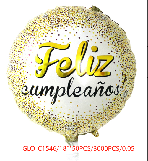 K3 GLOBO FELIZ CUMPLEAÑOS DORADO 50PZ