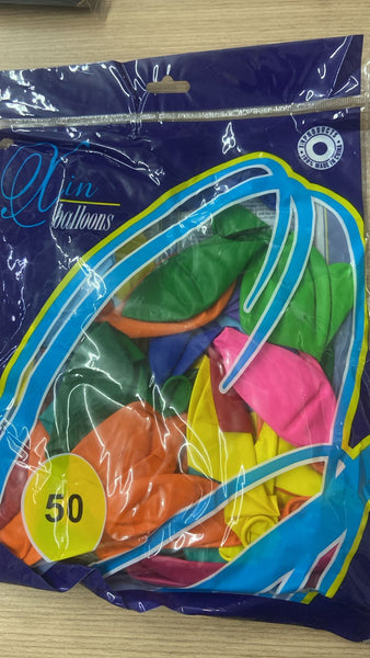 C3 BOLSA DE 50  GLOBOS COLORES SURTIDOS 240A 1PZ
