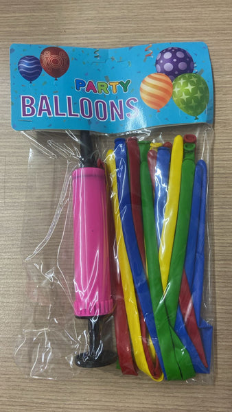 J4 BOLSA DE GLOBOS EN TIRA CON BOMBA DE AIRE A20 12PZ