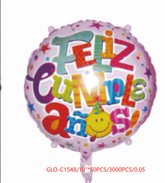 K3 GLOBO FELIZ CUMPLAEÑOS 50PZ