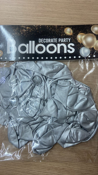 D2($35) BOLSA DE GLOBOS COLOR PLATA A03 12PZ