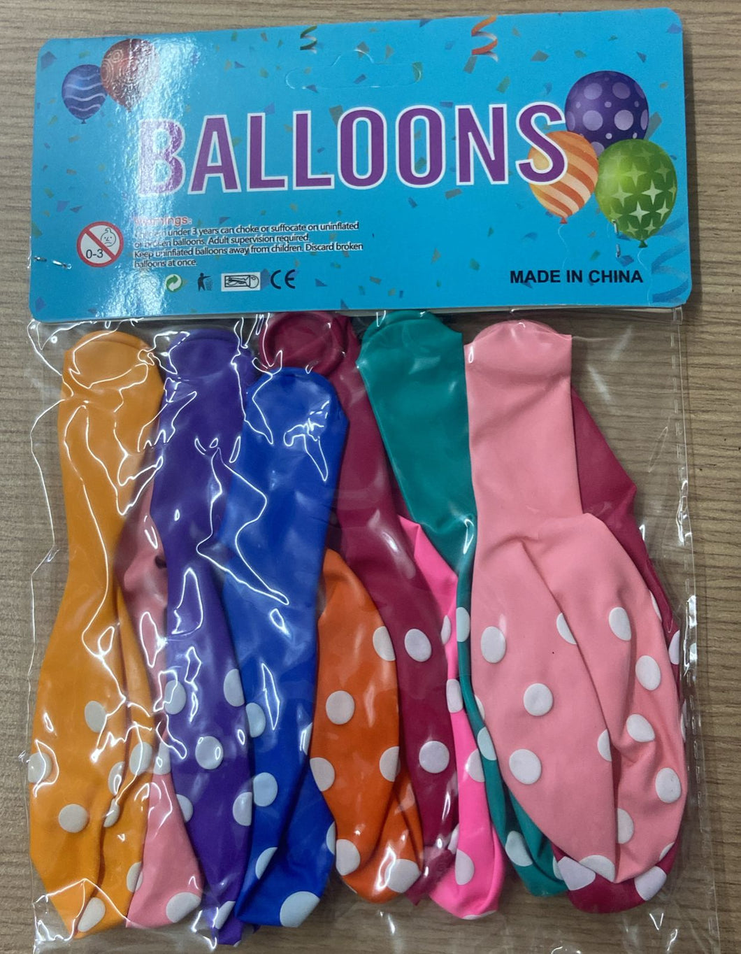 F3 BOLSA DE GLOBOS DE COLORES CON LUNARES 242 12PZ
