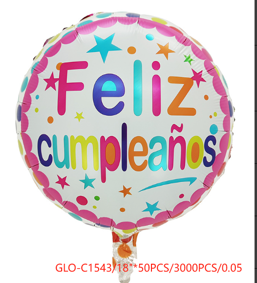 A4 GLOBO FELIZ CUMPLEAÑOS C1543 50PZ