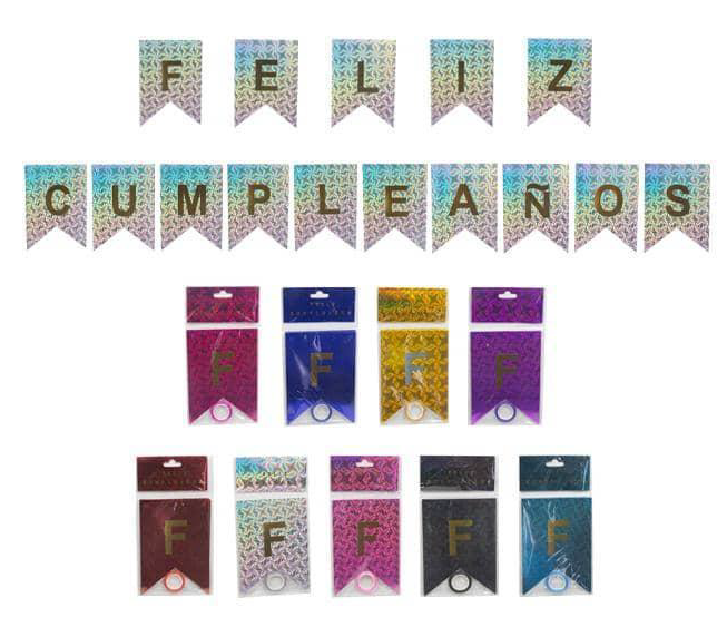 F2 BANDERÍN FELIZ CUMPLEAÑOS 12PZ