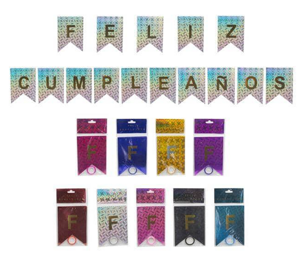 F2 BANDERÍN FELIZ CUMPLEAÑOS 12PZ